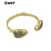 Wt-B713 Nuevo Más Vendido Amazonita, Amatista, Cristal Rosa, Piedra Multicolor en Forma de Corazón, Pulsera Fina Abierta de Latón para Mujer