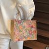 Bolsa Floral de Linho Média para Mulheres 2026 Nova Bolsa de Armazenamento de Nicho para Mulheres Estilosa Versátil de Ombro e Mão