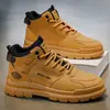 Botas Martin Zapatos para Hombre Otoño Hombre Senderismo al Aire Libre Impermeables Antideslizantes Suela Gruesa Desierto Caña Alta Botas de Trabajo Amarillas Grandes Hombre