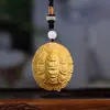 Ciprés de Acantilado Taihang Loto Riqueza Pieza de Mano Madera Maciza Tallada Concha de Tortuga Riqueza de Mano Portátil Pieza de Juego