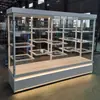 Vitrina para pan blanco, vitrina para pasteles de cumpleaños, vitrina de muestras personalizada, vitrina dorada, vitrina de hierro forjado y madera maciza