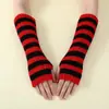 Nuevos calentadores de brazos de punto cálidos y de moda para mujer, de longitud media, sin dedos, para otoño e invierno, mangas rayadas, guantes rayados de bloques de color, transfronterizo
