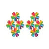 Pendientes Artísticos Retro Franceses de Acero Inoxidable con Flor de Goteo de Oro de 18 Quilates para Mujer, Pendientes Elegantes y Frescos para Otoño e Invierno