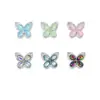 Pulseira de Miçangas DIY Fresca Colorida com Borboleta Cristalina Tridimensional Oca Dupla Face com Strass e Acessórios de Liga