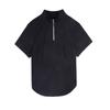 Elegante Camiseta Feminina de Manga Curta com Meio Zíper, Novo Estilo Verão 2026, Caimento Normal nos Ombros, Emagrecimento, Gola Alta, Top com Toque de Luxo