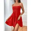 Vestido de Verano Nuevo para Mujer 2024 Amazon Europeo y Americano Transfronterizo, de Tirantes Finos, Color Sólido, Textura Versátil, con Escote de una Sola Línea, Delgado