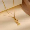 Collar de Moda Europeo y Americano Colgante de Carpa de Lujo Ligero Cadena para Clavícula Versátil de Acero de Titanio Colgante de Pez Transfronterizo de Gama Alta que No se Desvanece