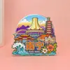 Ímãs de Geladeira de Guangxi, Lembranças de Madeira Culturais e Criativas com Tema de Cidade, Ímãs de Geladeira Turísticos das Cidades de Guilin, Liuzhou, Nanning