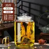 Garrafa de vidro para infusão recipiente doméstico selado pote para vinho medicinal de ginseng tonel de vinho pote para vinho branco com torneira garrafa de vinho especial