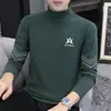 Camisa Base Térmica Masculina de Manga Longa com Gola Alta Meia-Calça Cor Sólida Fleece Dupla Face Escovado Outono/Inverno 2025
