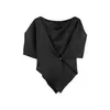 Elegante top de manga corta para mujer, camiseta casual de satén con dobladillo corto para el verano 2026, suministro en vivo para distribución transfronteriza