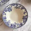 Plato Británico Original de Comercio Exterior Jbs Azul y Blanco de Cerámica con Color Bajo Esmalte Estilo Occidental para Filete, Plato de Cena, Tazón de Postre para Uso Doméstico