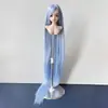 Peluca para muñeca BJD de 60 cm, color sólido, fleco largo, cabello largo y liso, versión extendida en blanco, se puede peinar a mano, cabello sintético