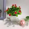 Venta Directa de Fábrica de Plantas en Maceta Simuladas con 18 Rosas de Té Pequeñas, Margaritas, Piñas, Brotes de Hibisco, Plantas en Maceta de Flores Artificiales, Adornos de Plantas Verdes Simuladas