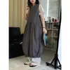Estilo Nuevo Primavera y Verano del Louvre Estilo Japonés Dulce-Fresco Juguetón Vestido de Cuello Redondo sin Mangas Flor en Brote Falda Larga Holgada que Reduce la Edad para Mujer
