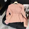 Estilo Coreano Suave Primavera y Otoño Suave Cera Abrigo Cárdigan Dulce Elegante Perezoso Suéter Corto Encaje Calado Suéter Tejido