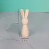 Páscoa DIY Coelho de Madeira Natural Pintado Cabeça de Coelho Pintada à Mão Criativa Infantil Figura Pequena de Madeira Marionete de Coelho Figura