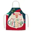 Delantal Rojo Navideño Estampado de Papá Noel Delantal sin Mangas Anti-Manchas para Cocina Hogar Bata Entrega Directa del Fabricante