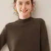 Suéter Básico de Cashmere com Gola Alta para Mulheres, 100% Cashmere Puro, Engrossado, Corte Solto, Suéter Base de Tricô Emagrecedor para Usar em Camadas
