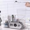 Caja de almacenamiento de papelería con tapa abatible transparente, caja de almacenamiento para mascarillas de algodón, cosmética, cuidado de la piel, caja de almacenamiento para juegos de té a prueba de polvo con tapa