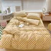 Juego de ropa de cama de verano de cuatro piezas, funda de edredón se vende por separado, sábana individual para cama de dormitorio de estudiante, juego de tres piezas de algodón lavado para una persona