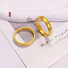 Anel Liso Dourado Polido em Latão com Design de Encaixe, Novo Anel Liso Estilo Chinês Que Não Desbota com o Tempo