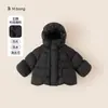 Ropa Infantil Bangxuan Color Sólido Tres Pruebas Ropa Invernal Infantil Volante Niño Pequeño Ropa con Capucha Chaqueta Cálida Chaqueta de Plumas para Niñas