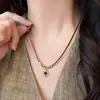 Collar de Piedra Ojo de Tigre Girasol Dorado para Mujer Cadena de Suéter Doble Capa de Lujo Ligero Accesorios Retro Maillard