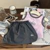 Ropa Infantil Estilo Coreano 2026 Nuevo Verano Conjunto de Dos Piezas para Niñas Chaleco de Bloques de Color con Letras y Pantalones Falda Bordados en Gris Tendencia