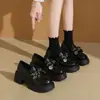 Zapatos de Cuero con Suela Gruesa para Mujer 2026 Nuevo Estilo Primavera y Otoño Estilo Británico Mocasines de Suela Blanda para Mujer Aumentadores de Altura Versátiles Slip-Ons