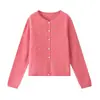 26 Otoño Invierno Más Vendido Cárdigan Cepillado Suéter de Seda de Morera Lana Cachemira Botones de Concha Cuello con Borde Enrollado Color Sólido Elegante Ropa de Abrigo