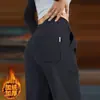 Pantalones casuales de punto grueso con felpa para hombre, holgados, pierna ancha, pierna recta, pants de chándal, nuevo estilo otoño e invierno, pantalones cargo gris oscuro para hombre