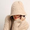 Gorro de cachemira de cúpula retorcida para mujer, otoño e invierno, tejido de cachemira cálido, gorro de pescador de color sólido, sombrero retro simple