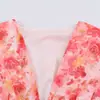 Ins ropa de mujer estilo europeo y americano transfronteriza al por mayor vestido largo escalonado con estampado retro francés que ciñe la cintura y adelgaza con cuello en V