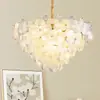 Lustre de sala de estar estilo francês, luz principal floral na cor creme para o hall