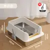 Bandeja de arena para gatos completamente cerrada, estilo cajón extragrande de acero inoxidable desmontable, inodoro para gatos a prueba de olores, suministros para mascotas anti-salpicaduras