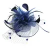 Chapéu Topper Pequeno de Pena para Noiva Europeia e Americana Acessórios de Cabelo Festa do Chá Festival de Corridas de Cavalo Malha Retro Flor de Cabeça Cruzada Bola