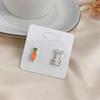 Pendientes de Conejo Sencillos y Lindos de Plata S925 para Mujer Estilo Coreano Frescos Asimétricos de Zanahoria Perla Pendientes B494X