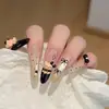10 Peças de Unhas Usáveis Olho de Gato de Cristal, Patches de Manicure Artesanais de Alto Padrão para Outono e Inverno, Unhas Postiças, Unhas Longas para Clarear