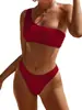 Bikini Sexy de Corte Dividido 2025 Tie-Dye Color Puro para la Costa Nuevo Bikini de Baño Europeo y Americano Estación Independiente Amazon