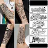Tatuagem Adesiva Caligráfica Cursiva Inglesa de Suco de Ervas para Homens e Mulheres, À Prova d'Água, Duradoura, de Alta Qualidade, Realista, Não Refletiva para Braços e Panturrilhas