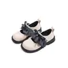 Nuevos zapatos de otoño para niñas, dulces zapatos de princesa con lazo, estilo coreano, elegantes y versátiles zapatos de piel para niñas