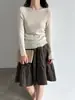 Camiseta básica de punto de lana estilo coreano Lusih para mujer, top interior versátil para el otoño, ss1091