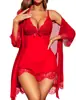 Comercio Exterior Transfronterizo Encaje Ropa de Dormir Sexy Ropa para el Hogar Conjunto de Camisola Venta Caliente Bata de Dormir Conjunto de Lencería Transparente Mayoreo