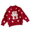Suéter de Lunares para Niña Otoño e Invierno Grueso Estilo Coreano Suéter para Bebé Dibujo de Conejo Ropa de Punto Cálida y Elegante para Niños