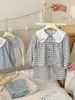 8001 Conjunto de Pijama para Niñas Ropa de Casa 2026 Nuevo Otoño Temprano Algodón Puro Bordado Cuello de Muñeca Manga Larga