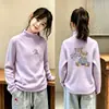 Camiseta Infantil de Manga Longa Escovada 2026 Novo Estilo Meninas Quente Casual Camada Base Térmica Gola Meio Alta Top
