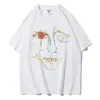Camiseta de Algodón para Mujer Graffiti Colorido Cara de Mujer Estampada Ropa Moda Callejera Tops Sueltos Casuales