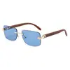 Gafas de Sol sin Marco con Cabeza de Leopardo Transfronterizas Nuevas, Moda con Imitación de Madera, Estilo Europeo y Americano, Gafas de Sol Retro de Gama Alta Estilo Callejero para Hombres y Mujeres