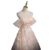 Vestido de Noite Rosa para Mulheres 2026 Novo Estilo Fashionável Elegante Aniversário Sem Alças Estilo Fada Vestido Leve de Gaze Pétala Vestido para Exame de Artes Vocais